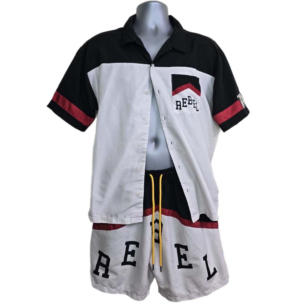 Rebel Vengeance Short Sleeve Button Up Shirt and Shorts Set Size L